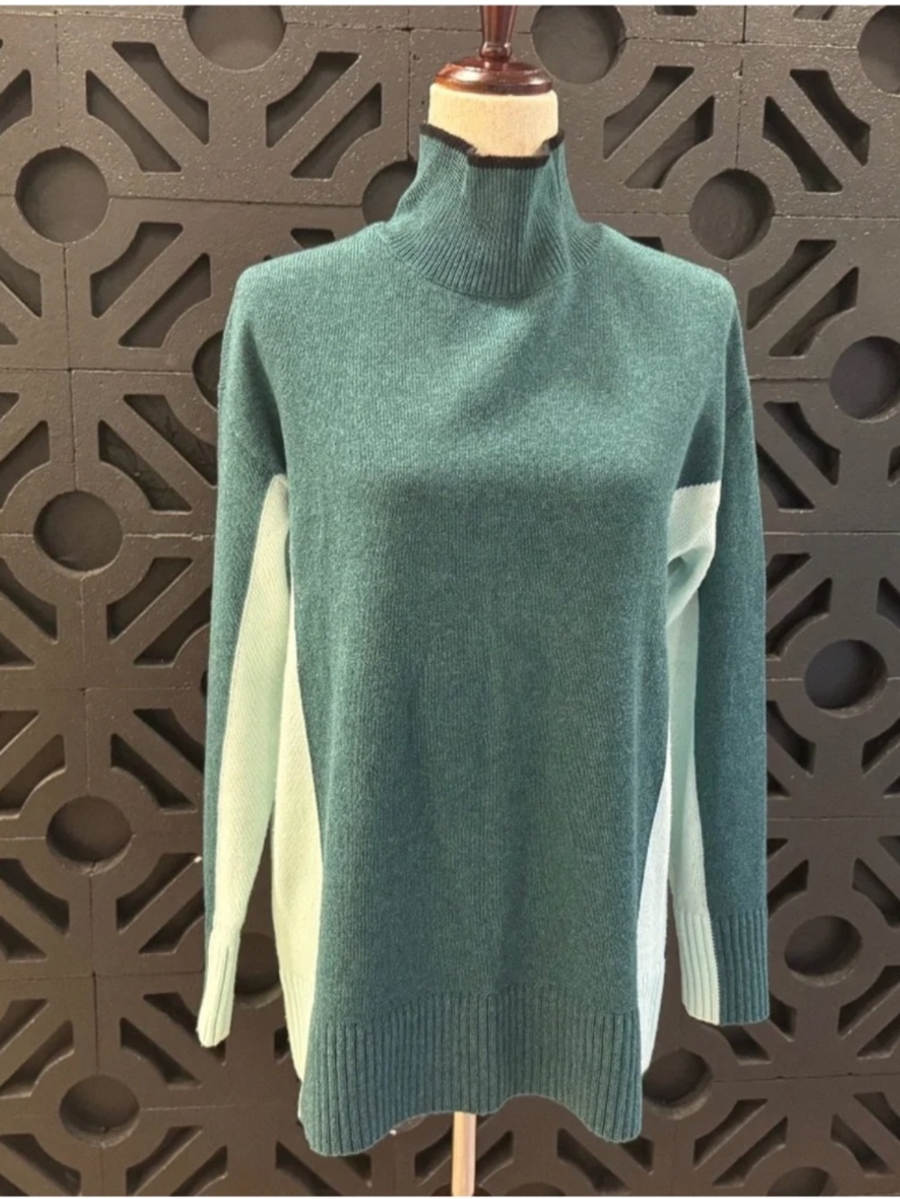 Colorblock Mock Neck Sweater Neutral Cozy Knit Pullover Fall Winter Top